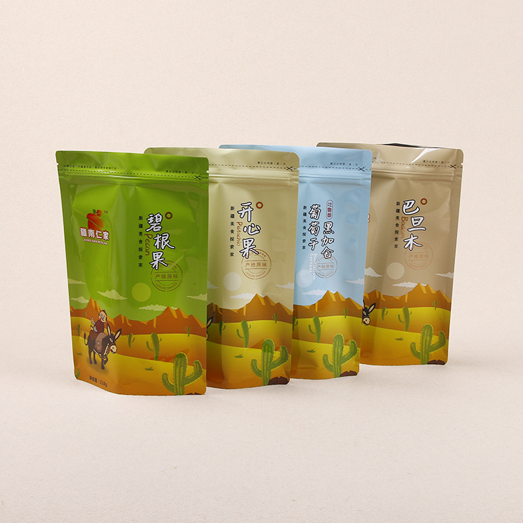 厂家定 制食品包装袋八边封铝箔袋干果坚果休闲零食自立自封拉链