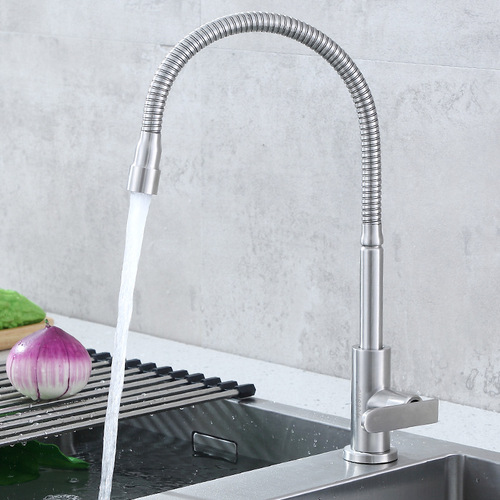 Cross Mirror E-commerce 304 Stainless Steel Universal Rotating Single Cold Kitchen Faucet Dish Basin Sink Faucet Factory Direct Sales