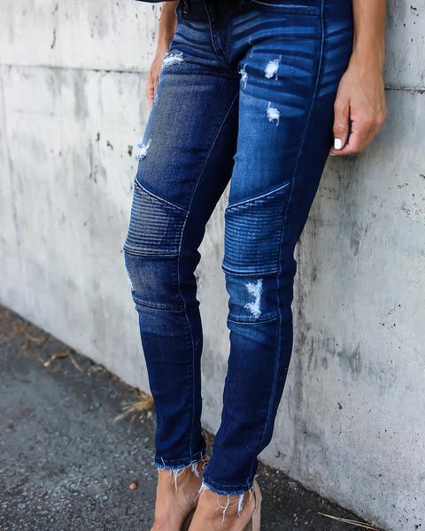 Damen Jeans Im Slim Fit Mit Falten Und Elastischer Passform_voghion.com