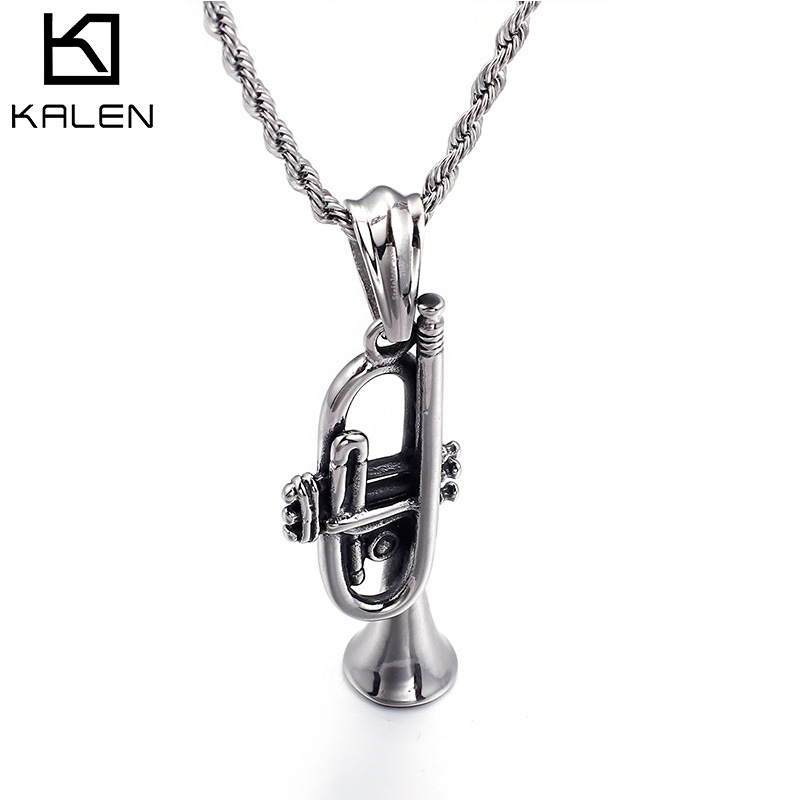 Аксессуар из нержавеющей стали, ожерелье, подвеска, мегафон, креативные музыкальные музыкальные инструменты, оптовые продажи, в корейском стиле