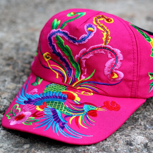 Yunnan Ethnic Style Phoenix Embroidered Hat, Vintage Baseball Cap, Tourist Square Dance Accessory, Wholesale