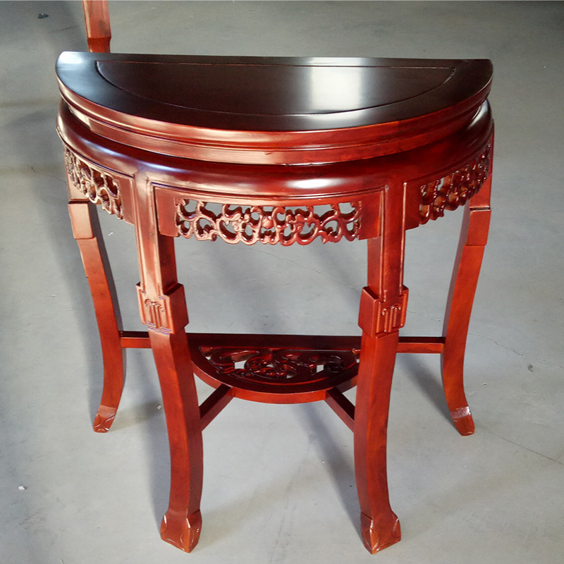 实木半圆桌 榆木古典中式玄关台 阳台客厅客厅家具定制半圆台|ms