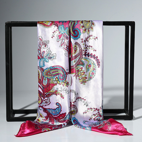 Taobao Korean Dongdaemun Large Square Scarf with Print, Sectional Women's Versatile Walnuts Flower Silk Scarf, Wholesale