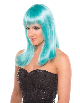 Estilo europeo y americano de estilo medio pelucas de cabello recto fiesta cubierta de cabeza estrella