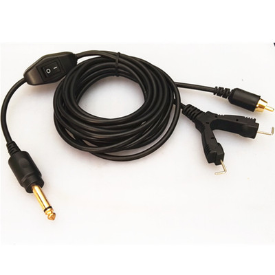 黑色勾线转6.35立体2芯配纹身电线4.6MM软皮好用2芯全铜纹身钩线