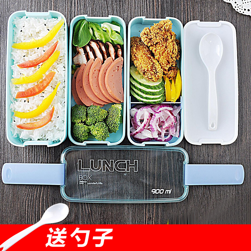 創意可愛飯盒3層學生便當盒微波爐 多層日本兒童日式分格小餐盒