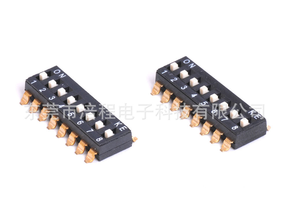 开关元件 2.54mm拨码开关8位高推贴片拨码开关 单极双位开关