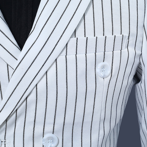 men's jazz dance suit blazers Men white background and black striped best man dress