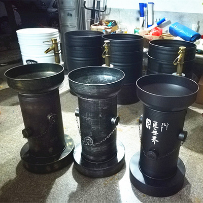 铁艺复古一体立柱盆工业风洗手盆 柱盆卫生间洗脸盆酒吧KTV洗手池