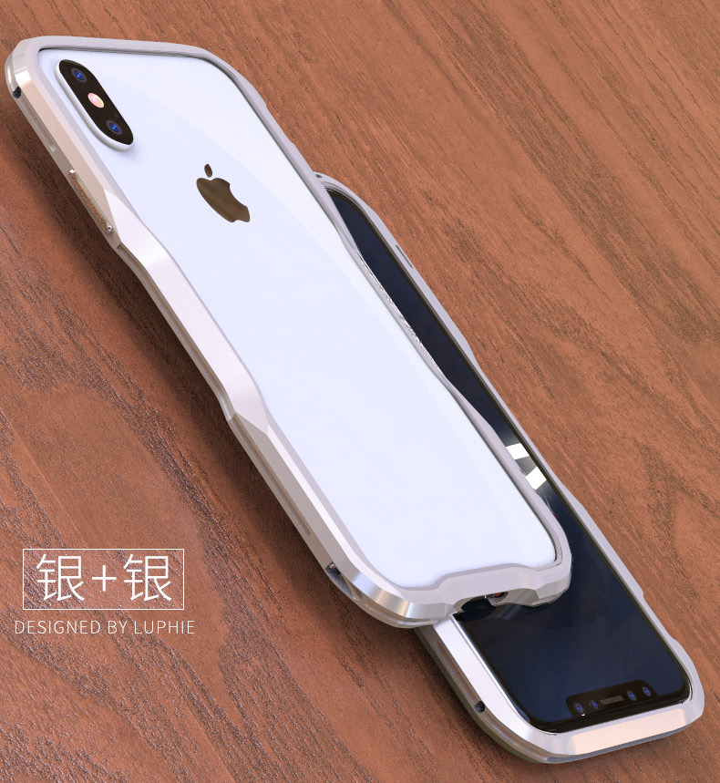 Luphie Bicolor Incisive Sword Slim Light Aluminum Bumper Metal Shell Case for Apple iPhone X
