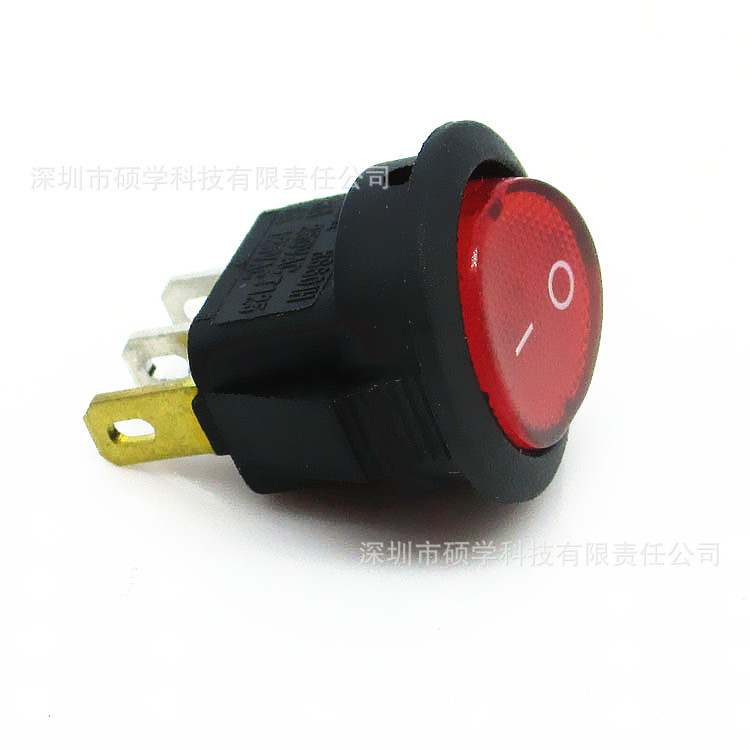 现货供应 船形开关21*15mm三脚带灯 两档开孔20mm圆形船型开关
