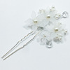 White hair accessory for bride, matte beads from pearl, flowered, wholesale