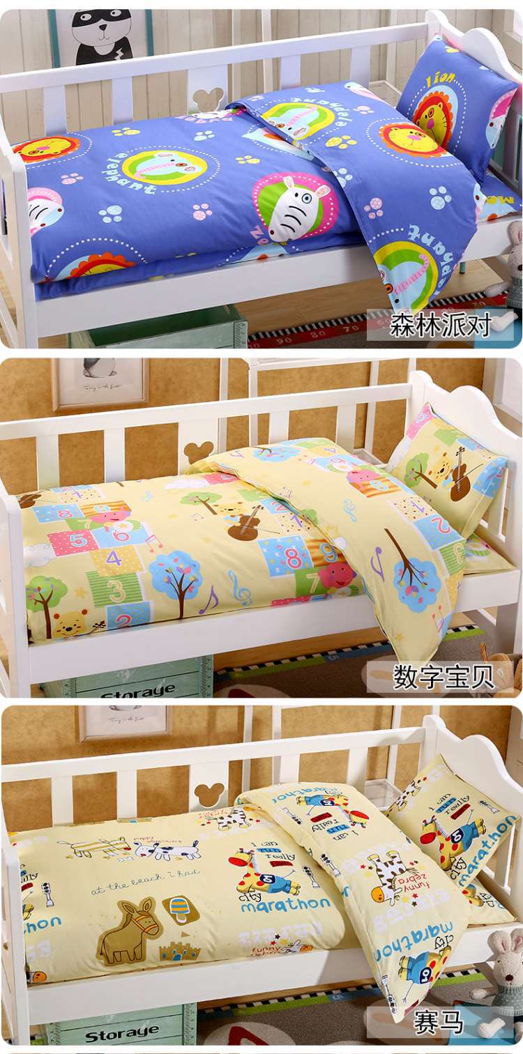 Mẫu giáo ba mảnh cotton nap giường nhỏ trẻ em quilt cover bộ đồ giường bé cotton với lõi sáu mảnh quilt