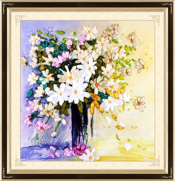 Oujin nianhua cinta de seda fábrica del bordado impresión en color directo colgando pintura