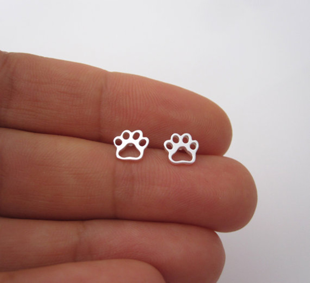 Vente Chaude En Alliage Creux Placage Mignon Animal Chat Et Chien Pied Boucles D&#39;oreilles En Gros display picture 7