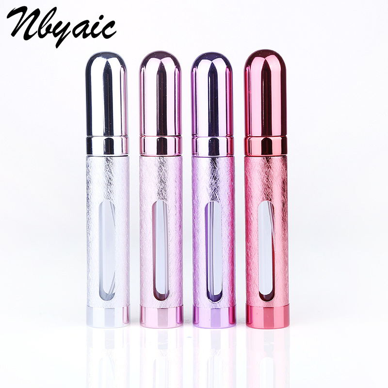 En stock bala J017-12ml de aluminio de cabeza redonda botella de spray de perfume lápiz labial tubo de perfume botella vacía de vidrio