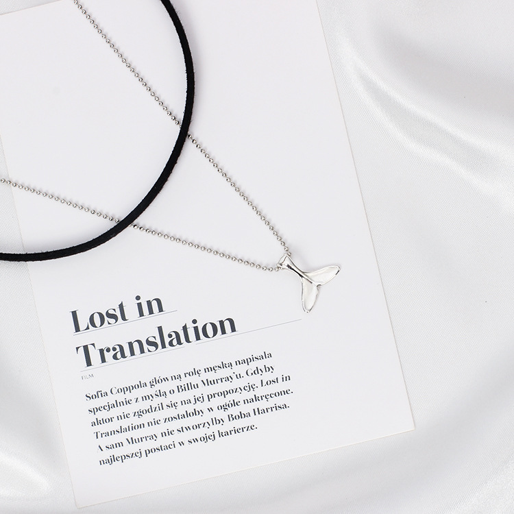 6g Weight Necklace Classification Wedding, Travel Occasion Women'S Gender Silver Color Korean Velvet Multilayer Fish Tail Creative Choker Mermaid Tail Short Necklace 7