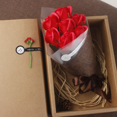 七夕情人节礼物7朵玫瑰香皂花520创意礼物七夕情人节促销礼品批发|ru