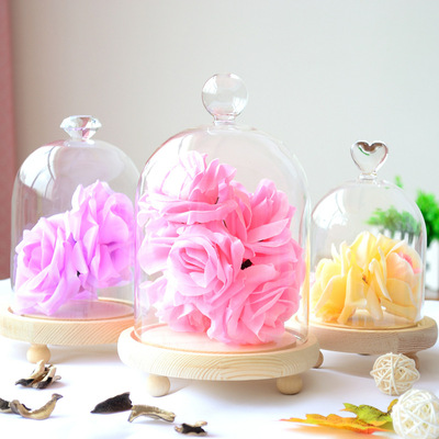 永生花玻璃罩DIY保鲜花玻璃罩子防尘罩微景观玻璃罩情人节礼物