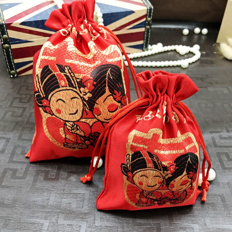 珠宝首饰袋束口新年福袋春节婚宴喜糖袋 印花刺绣礼品袋厂家直销