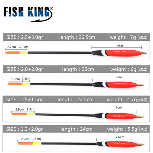 FISHKING Copper Drop Shot Casting Float 4-Pack Long Range Fir Wood High Buoyancy Thick Tail Eye-catching High Quality