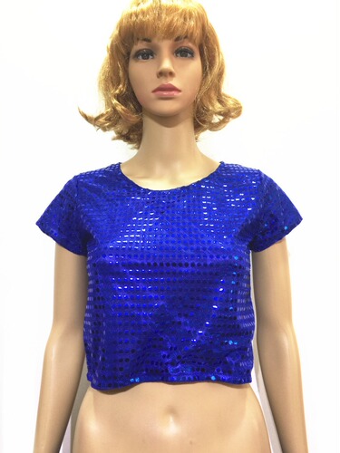 Graduation performance choir men and women performance dancing polka dots dazzling sequin short-sleeved T-shirt tops stage wear