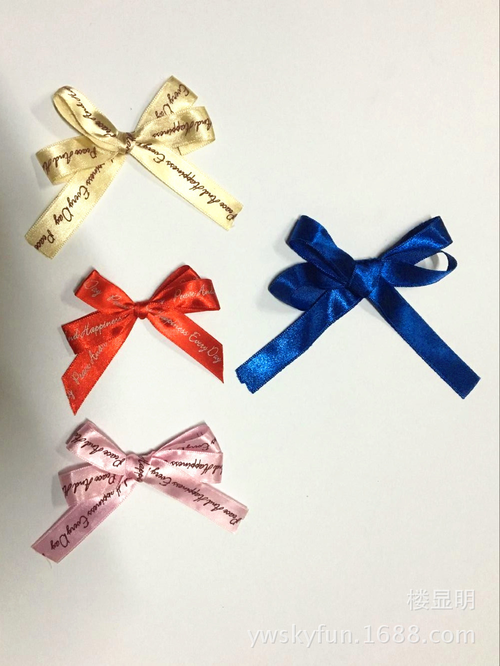 订做手工4耳丝带蝴蝶结 礼品纸盒装饰领结 圣诞苹果盒包装花结