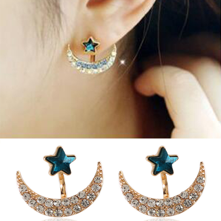 New stars full of drills before and after earrings, fashion, diamond, boutique, earrings, wholesale manufacturers, goods