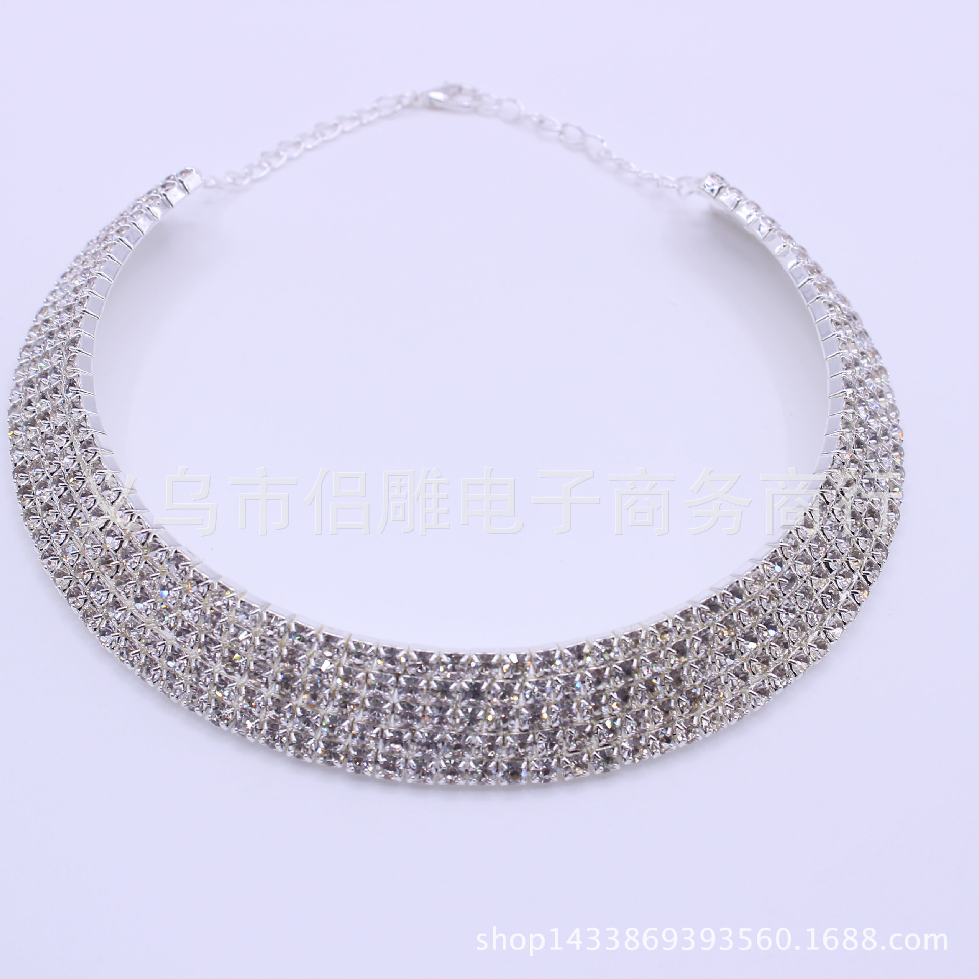 韩版时尚饰品批发满钻水钻多层多排项圈新娘水晶项饰短款项圈项链
