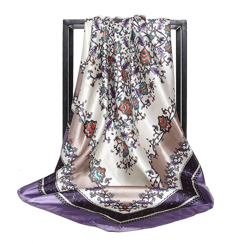 Gaohe silk scarf 90cm * 90cm Japanese and Korean small floral silk imitation large square scarf scarf scarf women's AliExpress