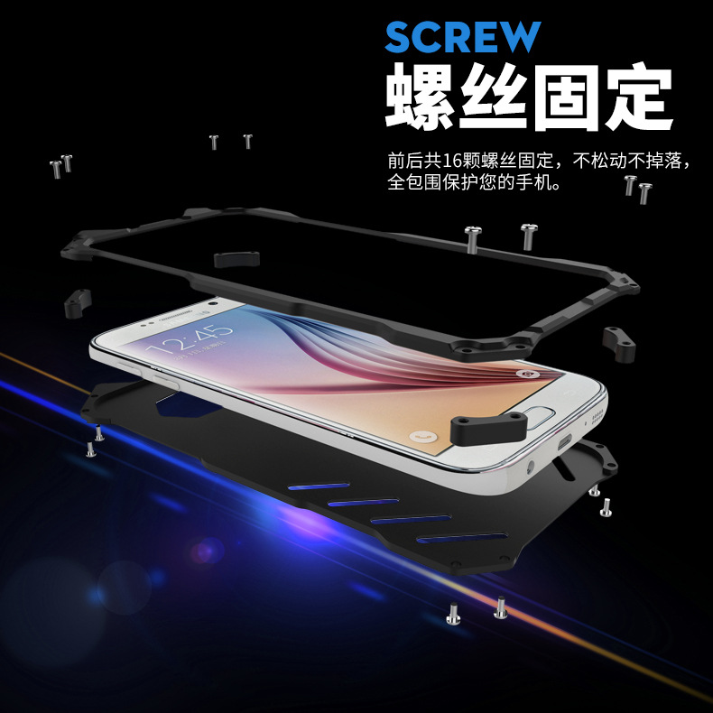 R-Just Batman Shockproof Aluminum Shell Metal Case with Custom Stent for Samsung Galaxy S6