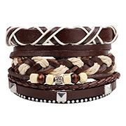 European and American jewelry leather cord woven alloy guitar bracelet threepiece setpicture18