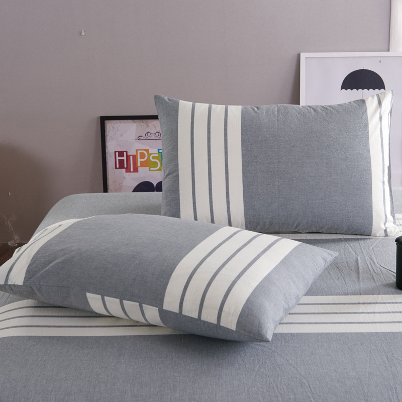 pure cotton pillow case Solid Washed cotton Cotton pillow case 48*74 a pair Dyed lattice stripe Manufactor On behalf of