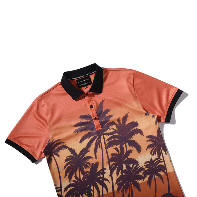 Summer New 3D Creative Coconut Forest Landscape Printed Polo Shirt 