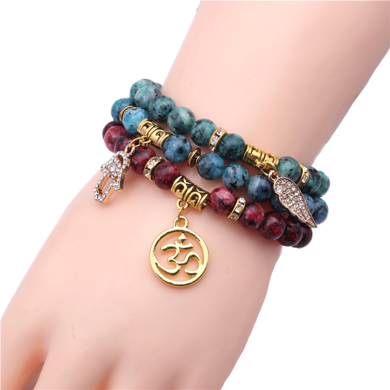 New Natural Stone 3D Pendant Bracelet Bracelet Natural Stone Palm Wing Beaded Bracelet