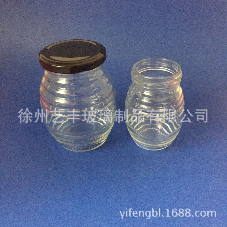 250g 500g 1000g 螺纹蜂蜜玻璃瓶 圆瓶 螺丝罐头瓶 酱菜瓶可定制