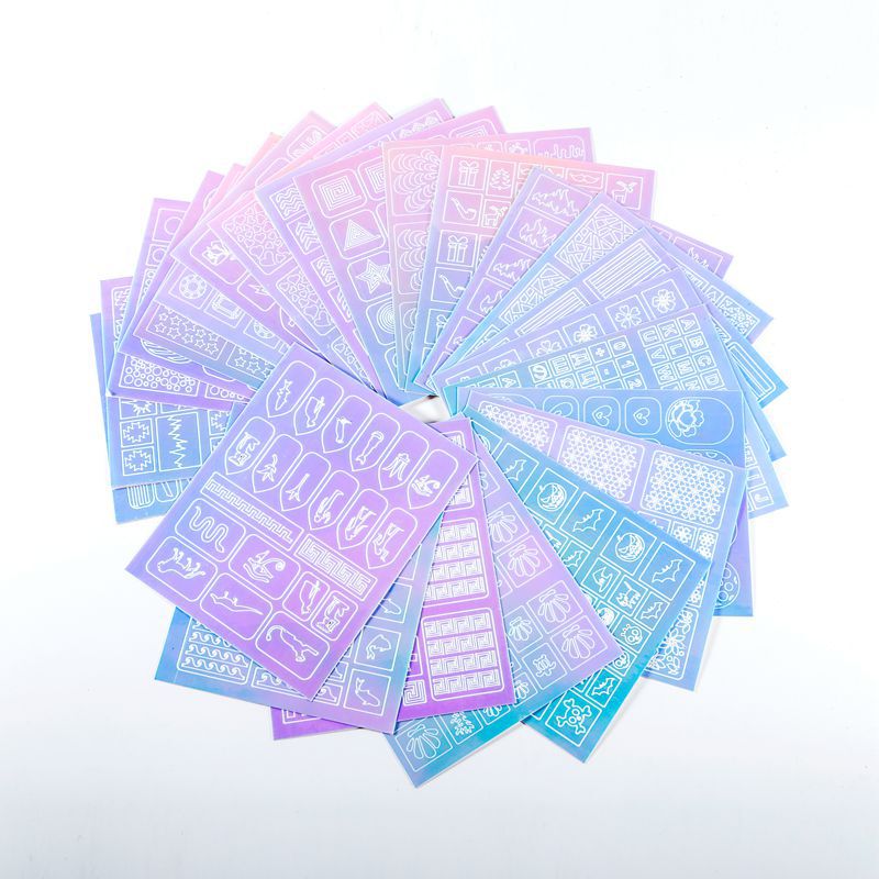 Nail art rainbow stickers laser hollow stickers 24 laser cellophane nail stickers printing template Nail art rainbow stickers laser hollow stickers 24 laser cellophane nail stickers printing template