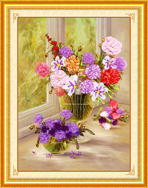 Oujin nianhua cinta bordado fábrica directa color impresión colgante pintura Luz color Rouge sala de estar entrada pintura decorativa