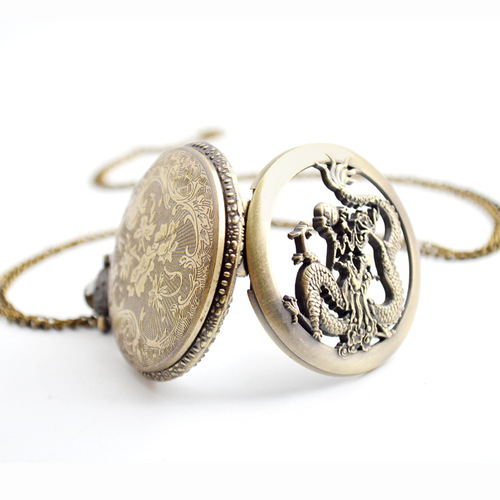 2018 New Quartz Pocket Watch Wholesale China Dragon Engraved Pocket Watch Men's Chinese Style Fashion Quartz Pocket Watch
