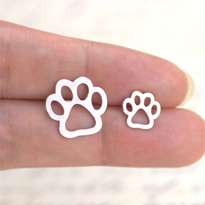 Vente Chaude En Alliage Creux Placage Mignon Animal Chat Et Chien Pied Boucles D&#39;oreilles En Gros display picture 16