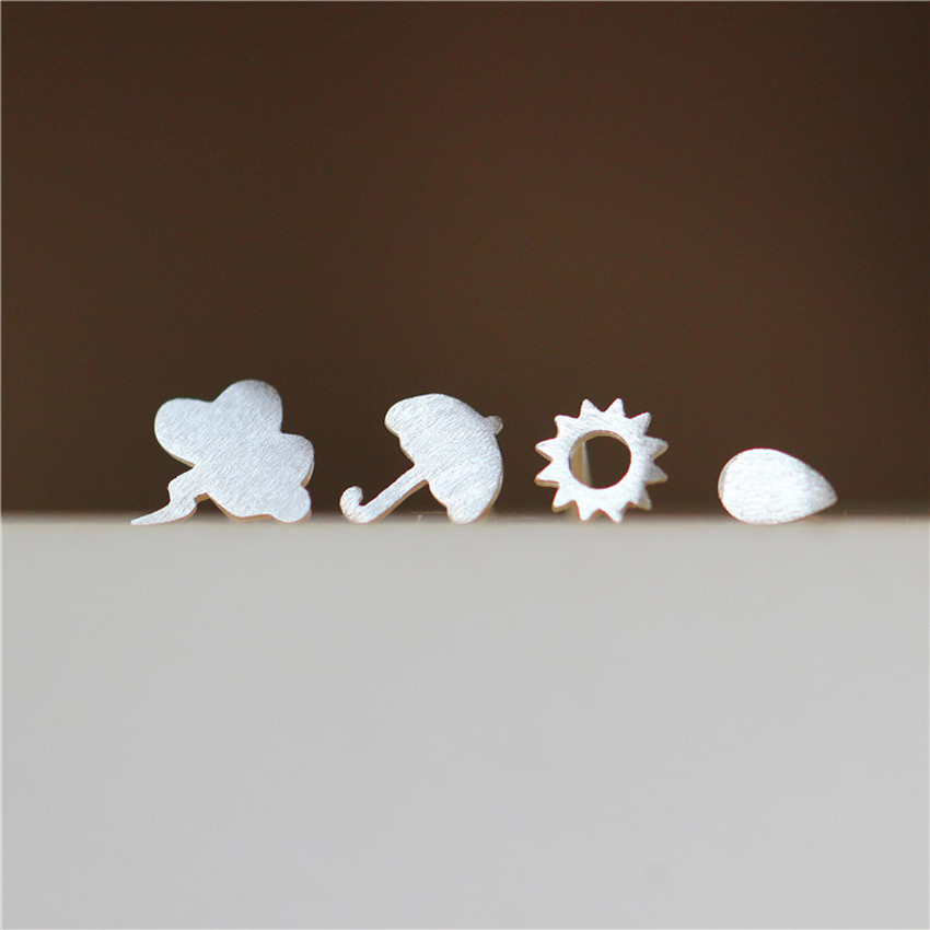 Sun Rain Drops Lightning Studs Sunny Rain Weather Ear Studs Umbrella Ear Studs display picture 13