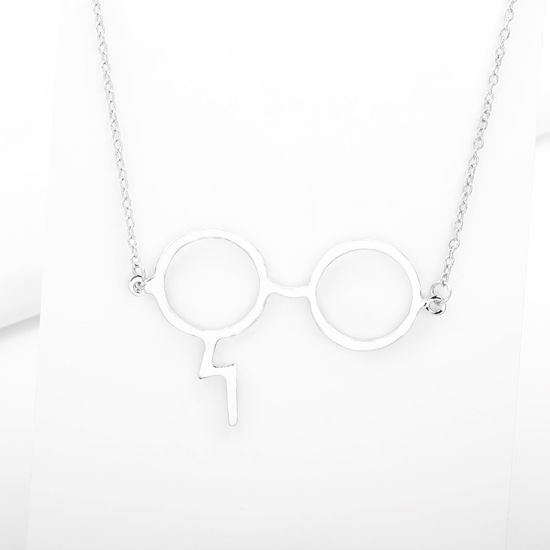 Harry Potter Glasses Necklace Geek Scar Lightning Alloy Jewelry wholesale fashion
