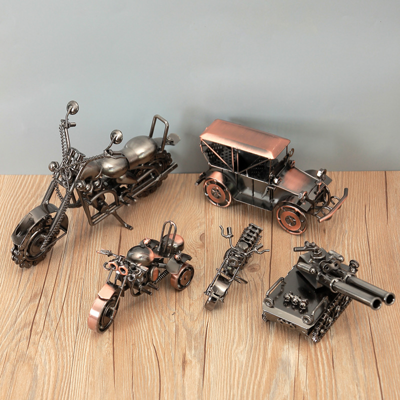 Retro wrought iron alloy crafts car moto...