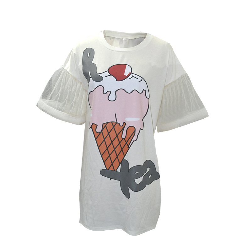 Ice Cream Printing round neck short sleeve loose t-shirt Dress NSJZC127197