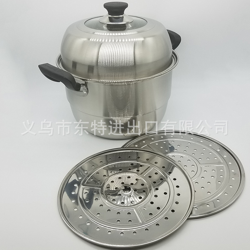 Factory direct sales of stainless steel double-grate steamer, elegant combination lid double-bottom steamer, multi-purpose steamer, high-end gift pot detail image 14