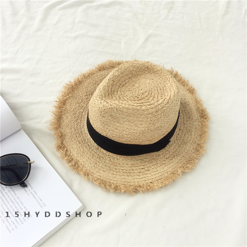 Fashion Big Brim Top Hat Rough Raffia Straw Hat display picture 8