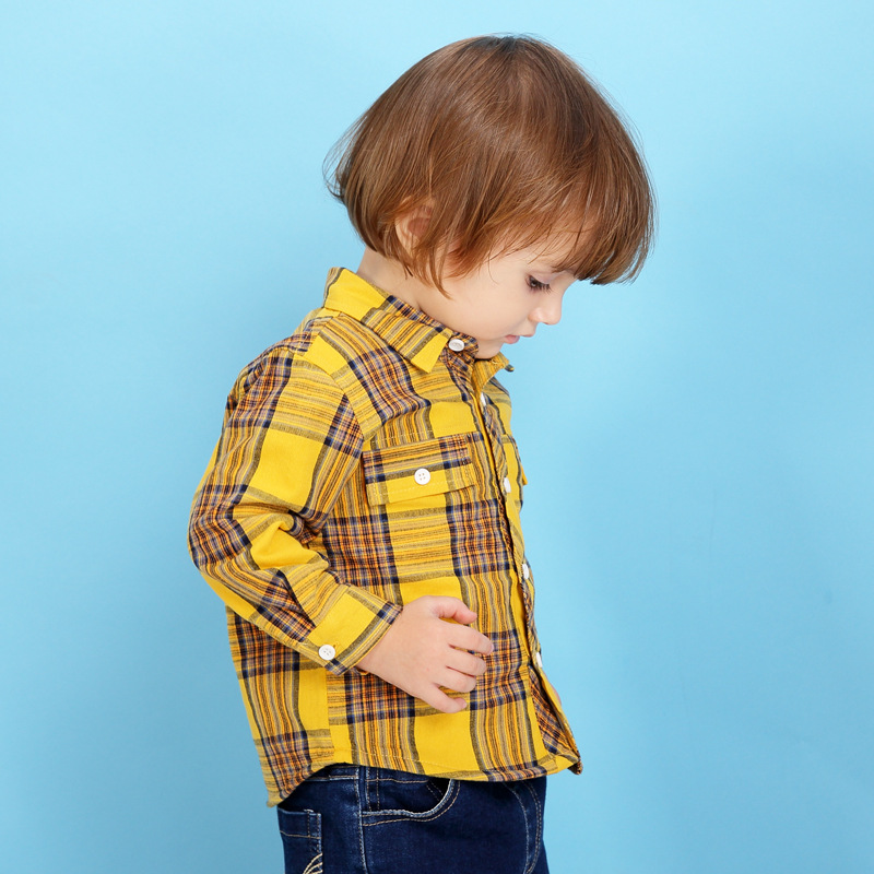 2018儿童童装冬款加厚儿童衬衣 新品纯棉长袖加绒男童格子衬衫|ms