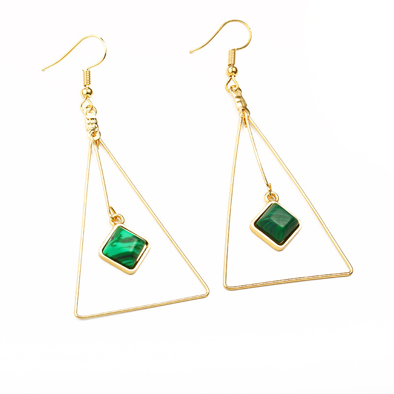 Handmade Fashion Simple Korean Geometric Triangle Wild Earrings Turquoise Pierced Ear Clips display picture 4