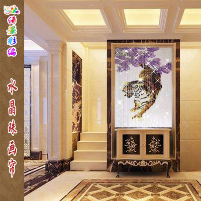 珠簾隔斷珠畫簾客廳門簾玄關簾過道酒店會所LOGO形象虎虎生威幕簾