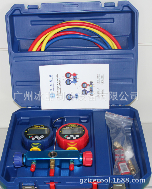 大圣WK-6882电子加氟表双表 空调数字冷媒压力表 液晶数显加液表